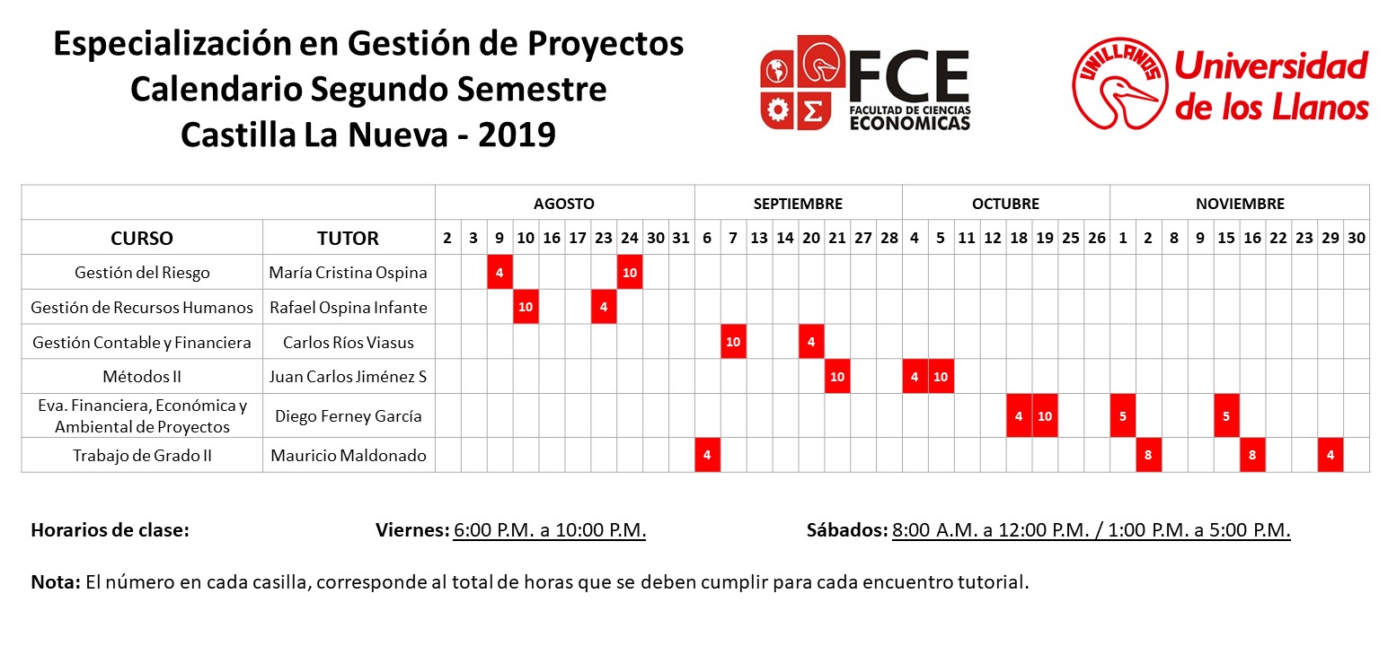 Calendario Castilla La Nueva Segundo Semestre