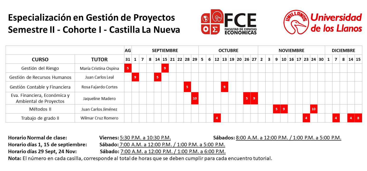 Calendario Castilla La Nueva Segundo Semestre