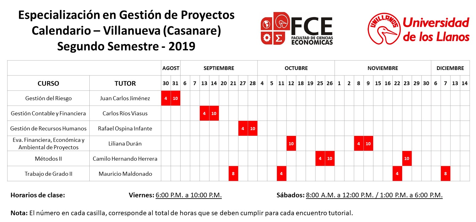 Calendario Villanueva Primer Semestre