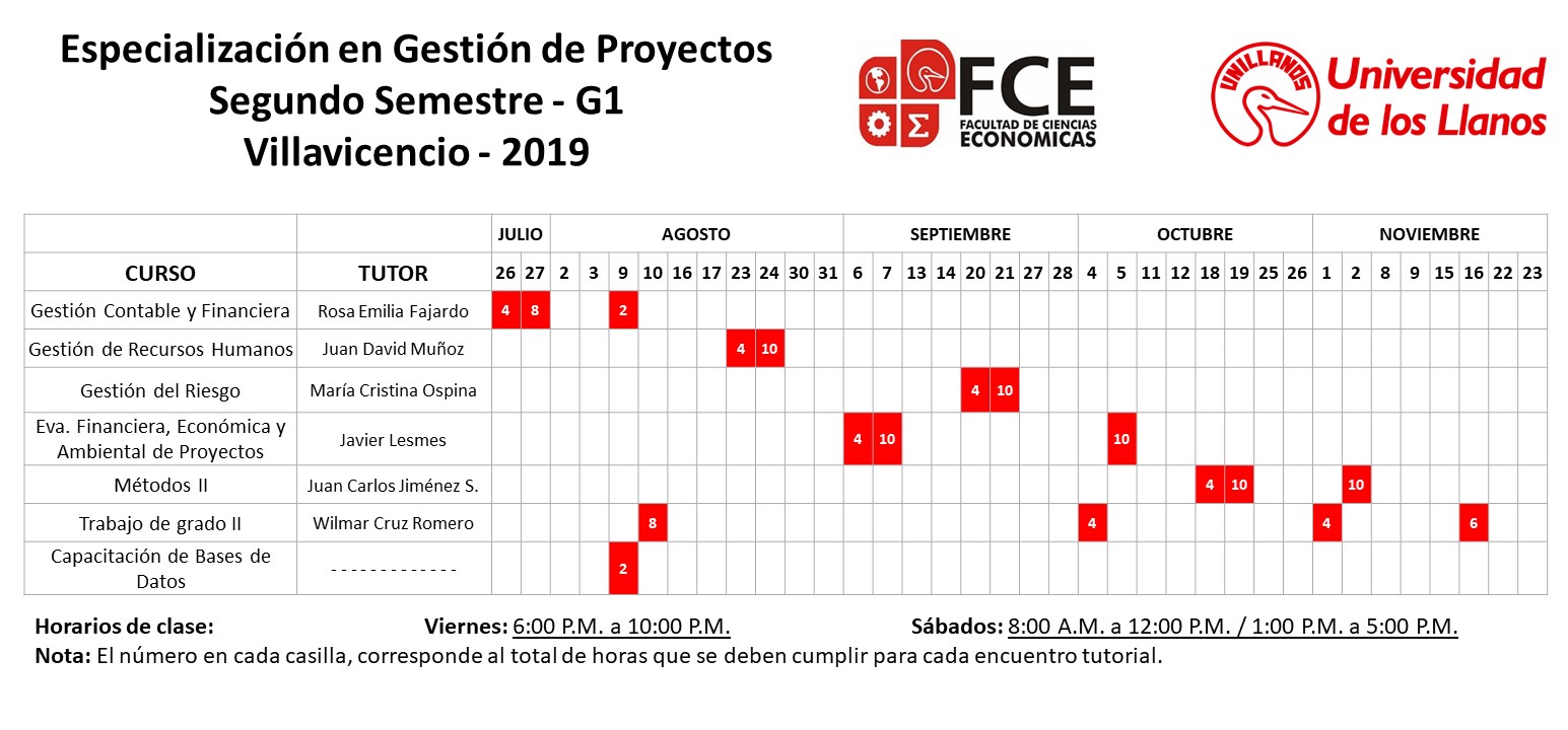 Calendario Villavicencio Segundo Semestre Grupo 1